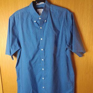 L.L. Bean 100% Cotton Wrinkle Resistant Large Traditional Fit Blue Check Shirt